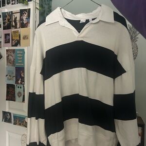 Aritzia Navy and White Striped Shirt